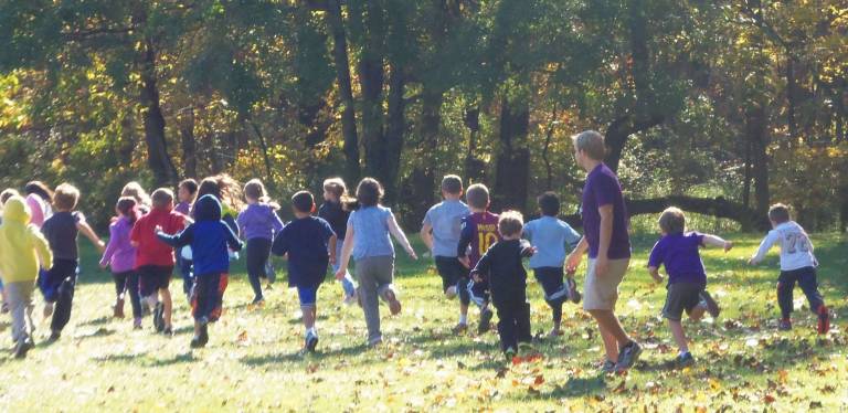 And they're off, as phys ed Kyle Markovich supervises