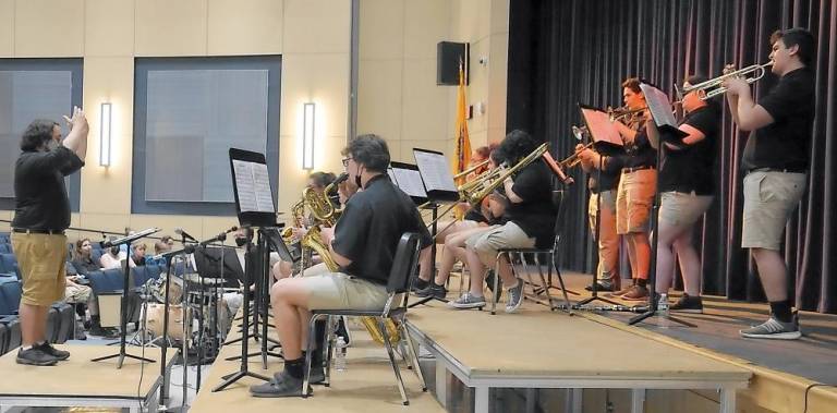 The High Point Regional High School Jazz Band, with director James Aslanian, plays a smooth salsa beat (Photo by Vera Olinski)