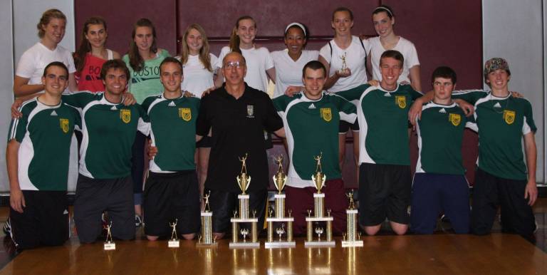 Front row: Aaron Delbury, Anders Nordstrom, Isaac Delbury, Coach Jerry Ambrosi, Kyle Whitty, Matthew Compton, Billy Cotton and Josh Fowler. Back row: Racheal Kuperus, Alexandra O'Brien, Elisabeth O'Brien, Remington Knakkergaard, Jasmine Sorenson, Jade Kellenberger, Maxine Weber and Rachel Campbell.