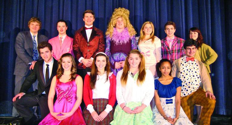 Main Cast of Hairspray, from left, back row: Frank Moody, Chris Curran, Dan Cunico, Tom Adams, Samantha Silverman, Erik Massenzio, Allison Zuckerman. Front row:Peter Born, Avalon Christie, Joy O'Brien, Rebecca Proctor, Taniyah Montes, Chris Bottone.