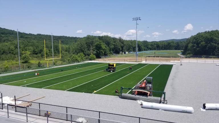 The new turf for Sparta High School's athletic field has been installed.P
