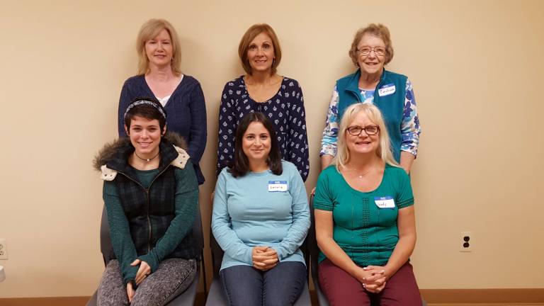 Six of the eight new literacy tutors. Top, from left: Erin MacVane, Nancy Kempf, Caroline Mangione. Bottom, from left: Cassandra Mainiero, Lenore Davis, Wendy Shoemaker-Hann. Not pcitured: Carrin Krushewsky and Patti Spyer