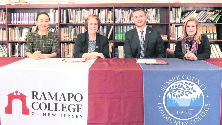 <b>From left, Dr. Joyce Shim, Ramapo Vice Provost for Academic and Faculty Affairs, Dr. Cindy Jebb, Ramapo President; Dr. Cory Homer, SCCC President and Dr. Kathleen Okay, SCCC Sr. Vice President of Academic and Student Affairs.</b>
