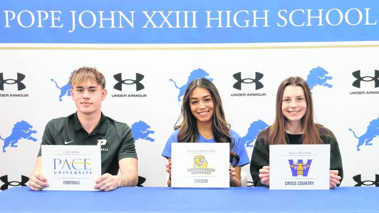 Pope John XXIII High School held a signing day for their student-athletes signing their Letter of Intent for regular signing period on Feb. 4. They invited their friends and family to be a part of this momentous occasion.