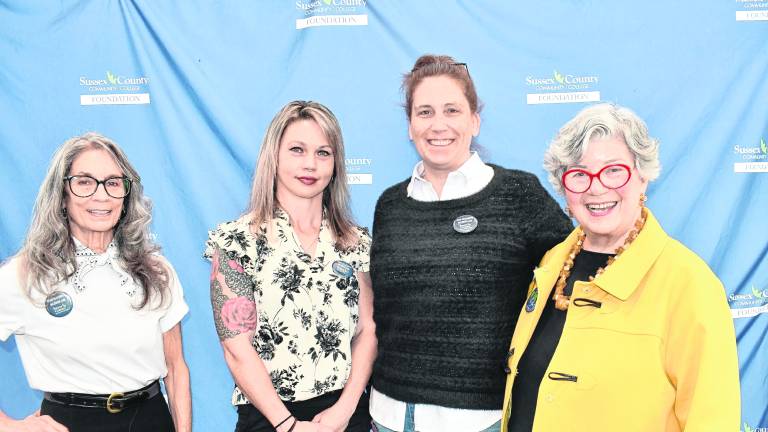 <b>Schoalrship winners, Jane DeEsch of Greeley,Pa., Liz Ervey of Allamuchy and Lisa McKenzie of Sparta are shown with organizer Judge Loraine Parker, right.</b>