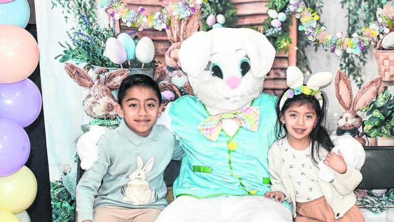 Christopher and Sarah Gordillo of Sparta poses wiith the Easter Bunny.