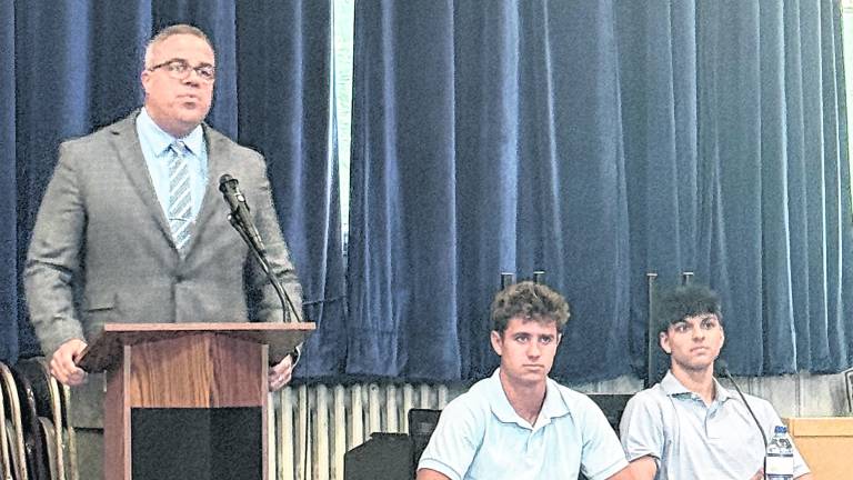Sparta Township Public Schools Superintendent Matthew Beck speaks at the June 17 Board of Education meeting.