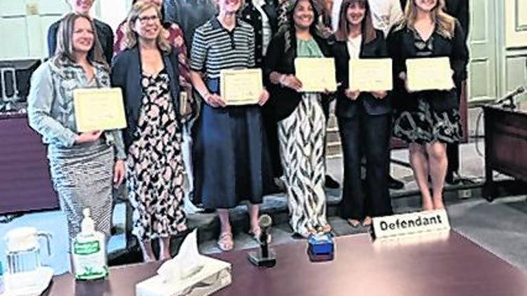 <b>From left, front, Suzanne Bellofatto, Caryn Mandel, Blair Pack, Katherine Perez, Maura Smith, Mary de Poortere; back, Amineh Al-Aydi, Ruchi Naik, Mark Vineis, Ann Johnson, Genna Preson, Eric Hess, Kenneth Gaby-Biegel. </b>
