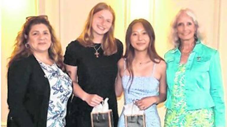 Pictured are Sandra Andrade, Sparta Elks Treasurer, Abigail Weisbeck, Ling Mei Chen, Patrice Kullmann, Sparta Elks Scholarship Committee.