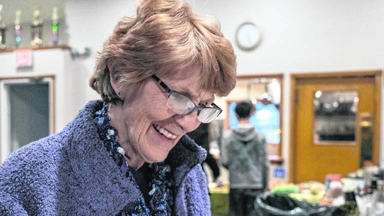 Wendy Stamer reviews club’s historical documents.
